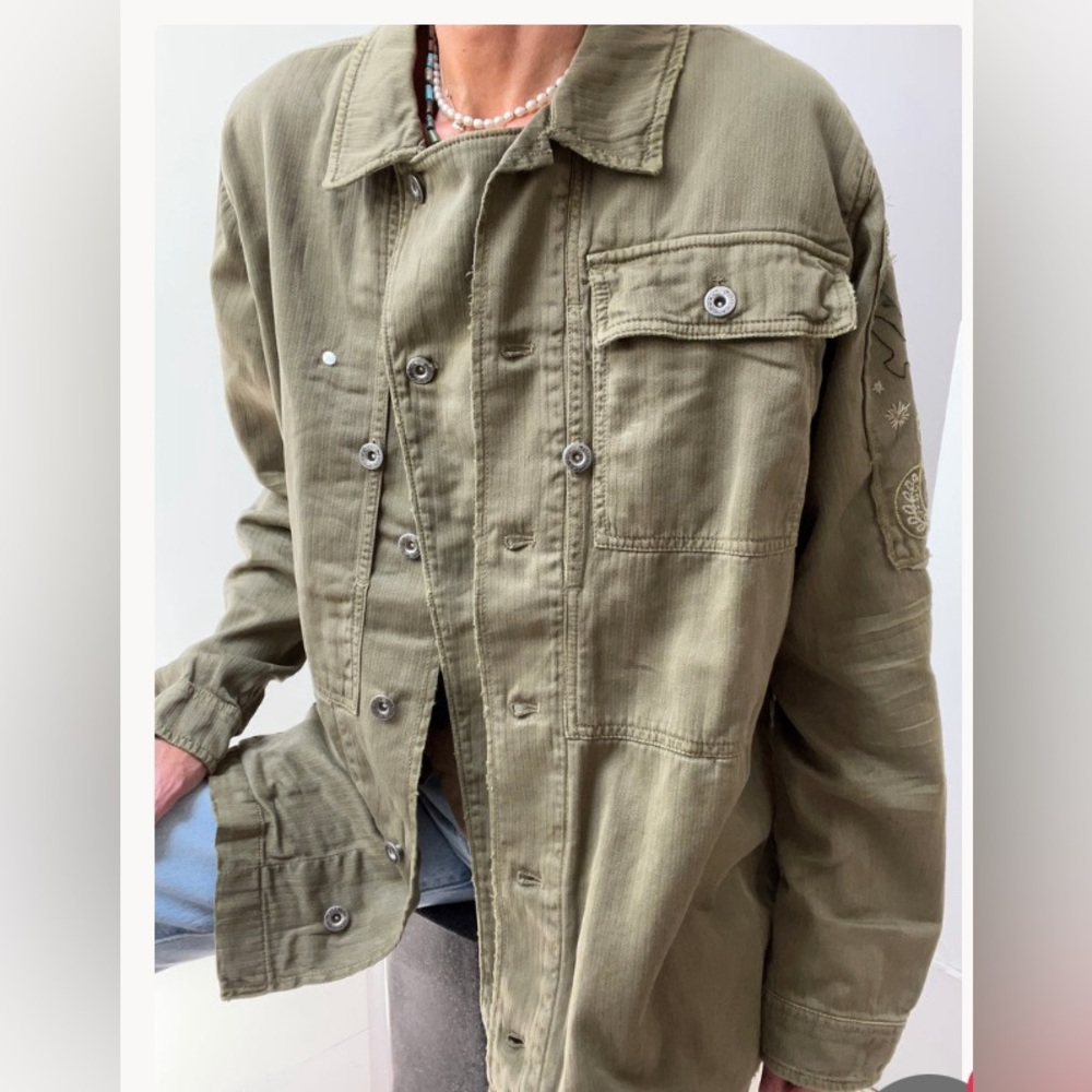 Free people military jacket embroidered preloved